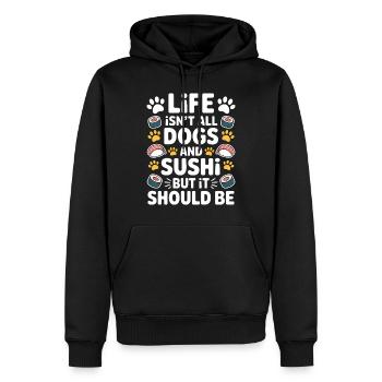 Sushi Dogs Japon Drôle Kawaii Sushi Cadeau - Sweat à capuche Premium bio Homme - noir - Devant - Nico (187cm)