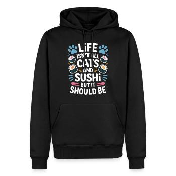 Sushi Katzen Japan Lustiges Kawaii Sushi Geschenk - Männer Premium Bio Hoodie - Schwarz - Vorne - Nico (187cm)