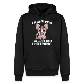 Chat Sphynx Disant Drôle Chat Sphynx Cadeau - Sweat à capuche Premium bio Homme - noir - Devant - Nico (187cm)