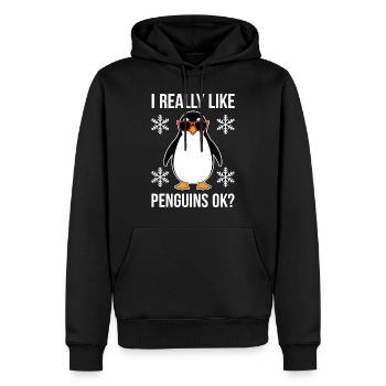 Pinguin Spruch Lustige Pinguine Geschenk - Männer Premium Bio Hoodie - Schwarz - Vorne - Nico (187cm)
