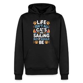 Voile Dicton Chats Marin Chat Voile Cadeau - Sweat à capuche Premium bio Homme - noir - Devant - Nico (187cm)