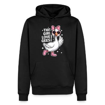 Gans Spruch Mädchen Gänse Lustiges Gans Geschenk - Männer Premium Bio Hoodie - Schwarz - Vorne - Nico (187cm)