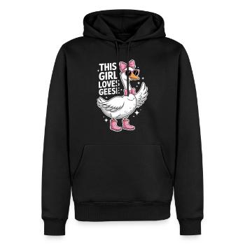 Gans Spruch Mädchen Gänse Lustiges Gans Geschenk - Männer Premium Bio Hoodie - Schwarz - Vorne - Nico (187cm)