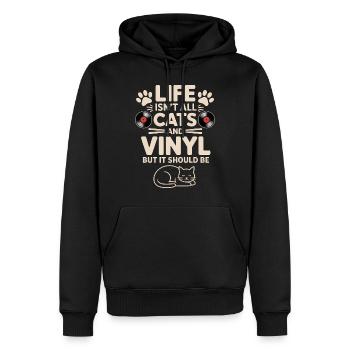 Vinyl Spruch Katzen Schallplatte Vinyl Geschenk - Männer Premium Bio Hoodie - Schwarz - Vorne - Nico (187cm)