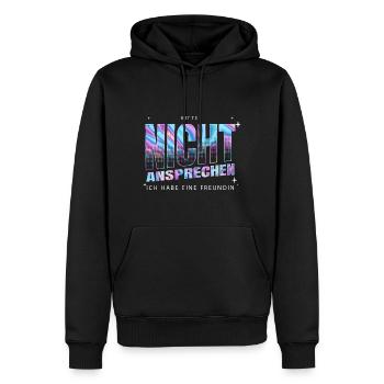 Bitte nicht ansprechen ich habe eine Freundin - Männer Premium Bio Hoodie - Schwarz - Vorne - Nico (187cm)