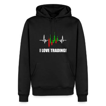 J’adore trader le graphique de battement de cœur pour Day Trader - Sweat à capuche Premium bio Homme - noir - Devant - Nico (187cm)