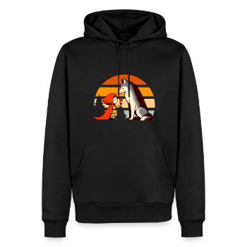 Conte de fées Le Petit Chaperon Rouge et la Forêt des Loup Mignon - Sweat à capuche Premium bio Homme - noir - Devant - Nico (187cm)