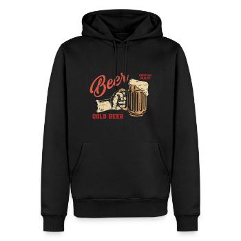 Premium Bier - Vintage - Männer Premium Bio Hoodie - Schwarz - Vorne - Nico (187cm)