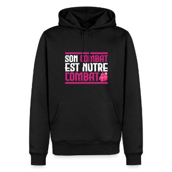 Sein Kampf ist unser Kampf - Krebs - Männer Premium Bio Hoodie - Schwarz - Vorne - Nico (187cm)