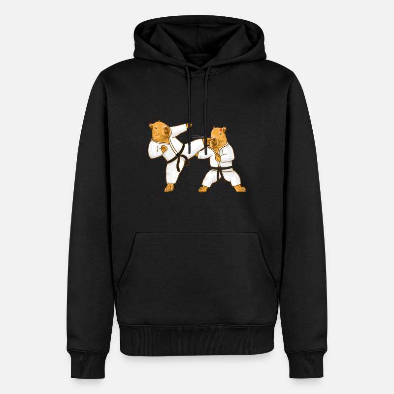 Combats de Capybara - Sweat à capuche Premium bio Homme - noir