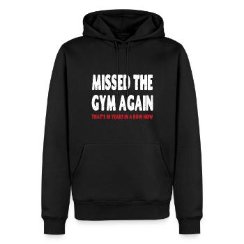 Ich habe das Fitnessstudio wieder verpasst. Das sind 10 Jahre in Folge - Männer Premium Bio Hoodie - Schwarz - Vorne - Nico (187cm)