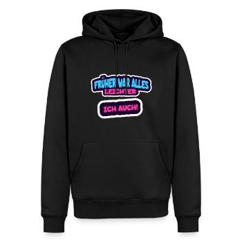Früher war alles leichter, ich auch - Humor Spruch - Männer Premium Bio Hoodie - Schwarz - Vorne - Nico (187cm)