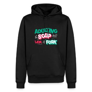 L’âge adulte est une soupe et je suis une fourchette drôle adulte - Sweat à capuche Premium bio Homme - noir - Devant - Nico (187cm)