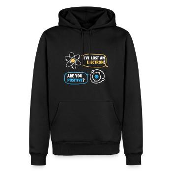 Hast du ein Elektron verloren? Positiv? - Lustig - Männer Premium Bio Hoodie - Schwarz - Vorne - Nico (187cm)
