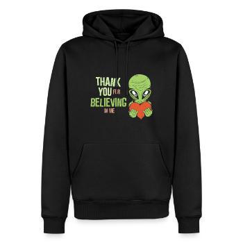 Thank you for believing in me - Alien - Männer Premium Bio Hoodie - Schwarz - Vorne - Nico (187cm)