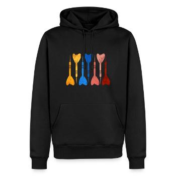 Lecteur de fléchettes rétro Dart - Sweat à capuche Premium bio Homme - noir - Devant - Nico (187cm)