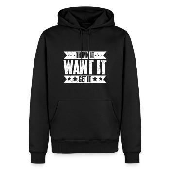 Think It Want It Get It Awesome Life Manifesting - Männer Premium Bio Hoodie - Schwarz - Vorne - Nico (187cm)