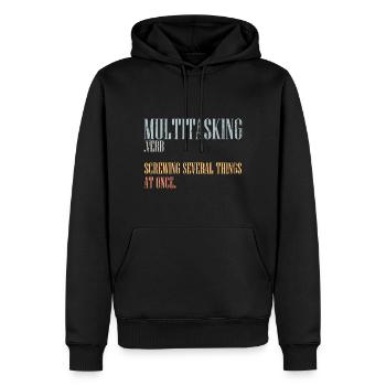 Vintage Multitasking Definition A Clumsy Person - Men’s Premium Organic Hoodie - black - Front - Nico (187cm)