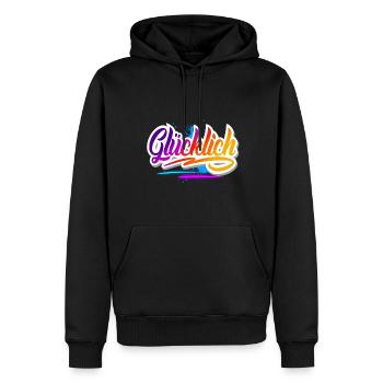 Glücklich - Männer Premium Bio Hoodie - Schwarz - Vorne - Nico (187cm)