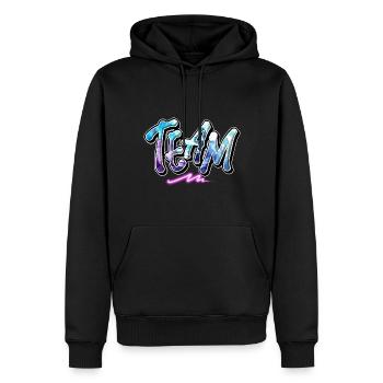 Team - Männer Premium Bio Hoodie - Schwarz - Vorne - Nico (187cm)