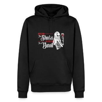 Shots trinken & Teufel bezahlen - Männer Premium Bio Hoodie - Schwarz - Vorne - Nico (187cm)