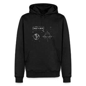 Aliens Was für ein Chaos - Männer Premium Bio Hoodie - Schwarz - Vorne - Nico (187cm)