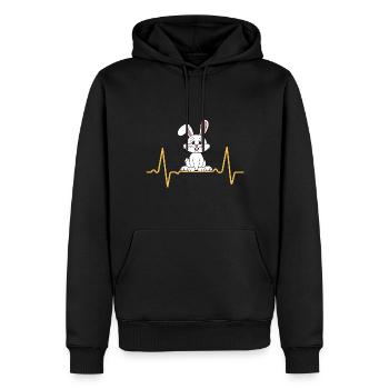 Rabbit Heartbeat Love Eared Bunny - Men’s Premium Organic Hoodie - black - Front - Nico (187cm)