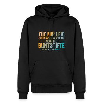 Tut mir leid habe nicht die Geduld - Männer Premium Bio Hoodie - Schwarz - Vorne - Nico (187cm)