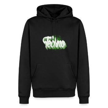 Techno - Sweat à capuche Premium bio Homme - noir - Devant - Nico (187cm)