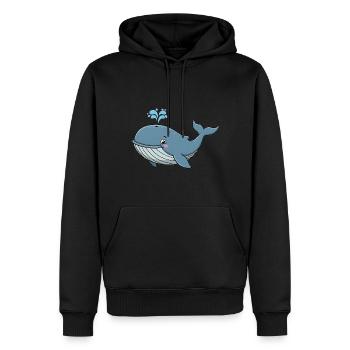 Tier Cartoon Buckelwal - Männer Premium Bio Hoodie - Schwarz - Vorne - Nico (187cm)