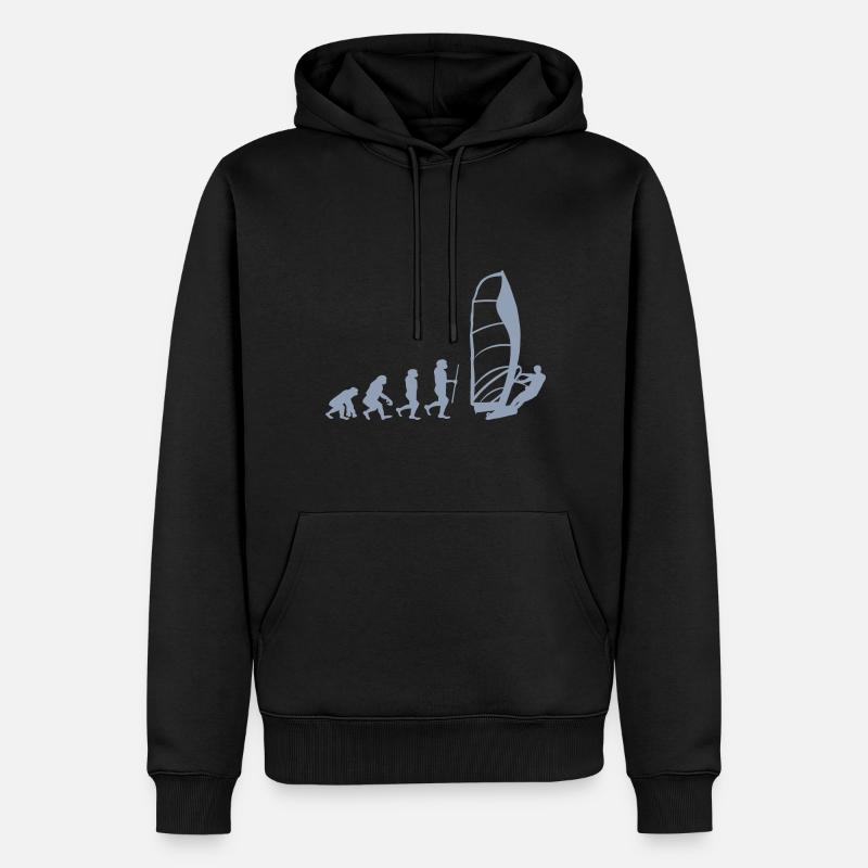 Evolution of Windsurfing - Männer Premium Bio Hoodie - Schwarz