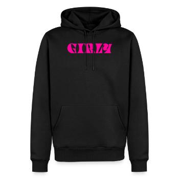 GIRLY - La fille! - Sweat à capuche Premium bio Homme - noir - Devant - Nico (187cm)