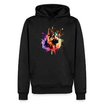 Berger allemand peinture Splash Art - Sweat à capuche Premium bio Homme - noir - Devant - Nico (187cm)