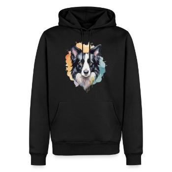 Border Collie Hund Cool Bunt - Männer Premium Bio Hoodie - Schwarz - Vorne - Nico (187cm)