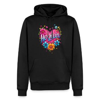 Herzilein, Herz, Geschenk, Liebeserklärung, Liebe - Männer Premium Bio Hoodie - Schwarz - Vorne - Nico (187cm)