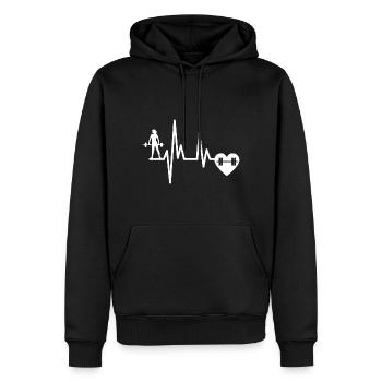 Musculation Fitness Heartbeat Training ECG Sport - Sweat à capuche Premium bio Homme - noir - Devant - Nico (187cm)