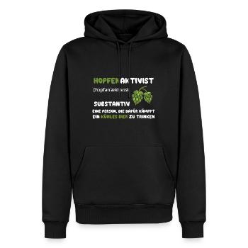 Hopfenaktivist Eine Person die für ihr kühles Bier - Männer Premium Bio Hoodie - Schwarz - Vorne - Nico (187cm)
