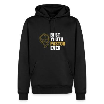 Église paroissiale des Jeunes Pasteur Chrétien - Sweat à capuche Premium bio Homme - noir - Devant - Nico (187cm)