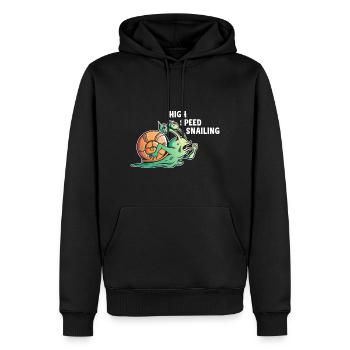 Amateurs d’escargots Les propriétaires d’escargots courent lentement - Sweat à capuche Premium bio Homme - noir - Devant - Nico (187cm)