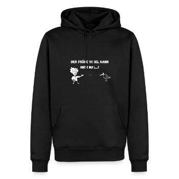 Le lève-tôt peut moi... ! - Sweat à capuche Premium bio Homme - noir - Devant - Nico (187cm)