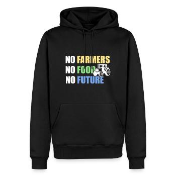 No Farmers No Food No Future - Bauern Spruch - Männer Premium Bio Hoodie - Schwarz - Vorne - Nico (187cm)