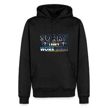 Sorry I dont work here - Männer Premium Bio Hoodie - Schwarz - Vorne - Nico (187cm)