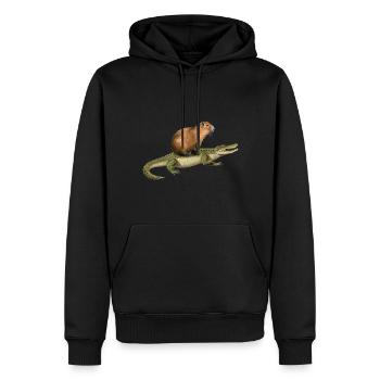 Capybara Alligator - Männer Premium Bio Hoodie - Schwarz - Vorne - Nico (187cm)