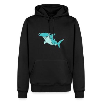 Animal Dessin Animé Requin Marteau - Sweat à capuche Premium bio Homme - noir - Devant - Nico (187cm)