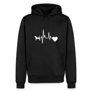 Hund Herzschlag Herz Hunde Liebe Hundeliebe - Männer Premium Bio Hoodie - Schwarz - Vorne - Nico (187cm)