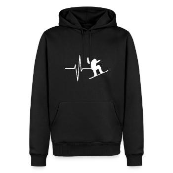 Palpitations cardiaques - Montagne - Snowboard - Sweat à capuche Premium bio Homme - noir - Devant - Nico (187cm)