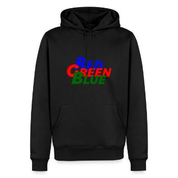 Rouge, vert et bleu - Sweat à capuche Premium bio Homme - noir - Devant - Nico (187cm)