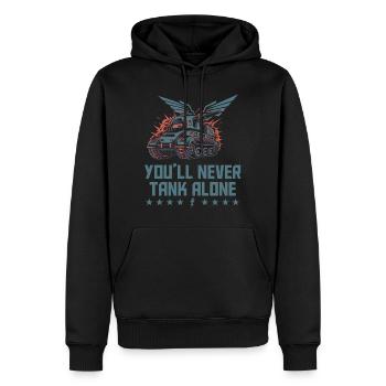 Du wirst nie alleine tanken Panzer Blitz Grafik - Männer Premium Bio Hoodie - Schwarz - Vorne - Nico (187cm)