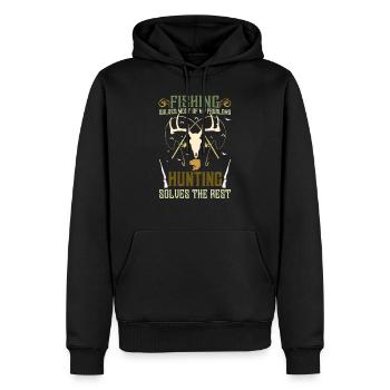 Fishing Hunting Solves Problems Outdoor Lover - Men’s Premium Organic Hoodie - black - Front - Nico (187cm)
