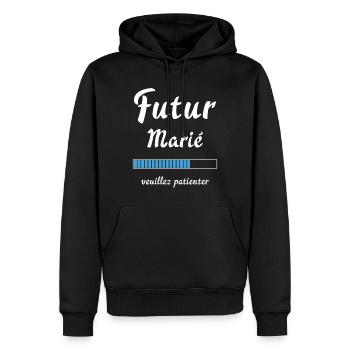 Futur marié veuillez patienter Humour mariage - Sweat à capuche Premium bio Homme - noir - Devant - Nico (187cm)
